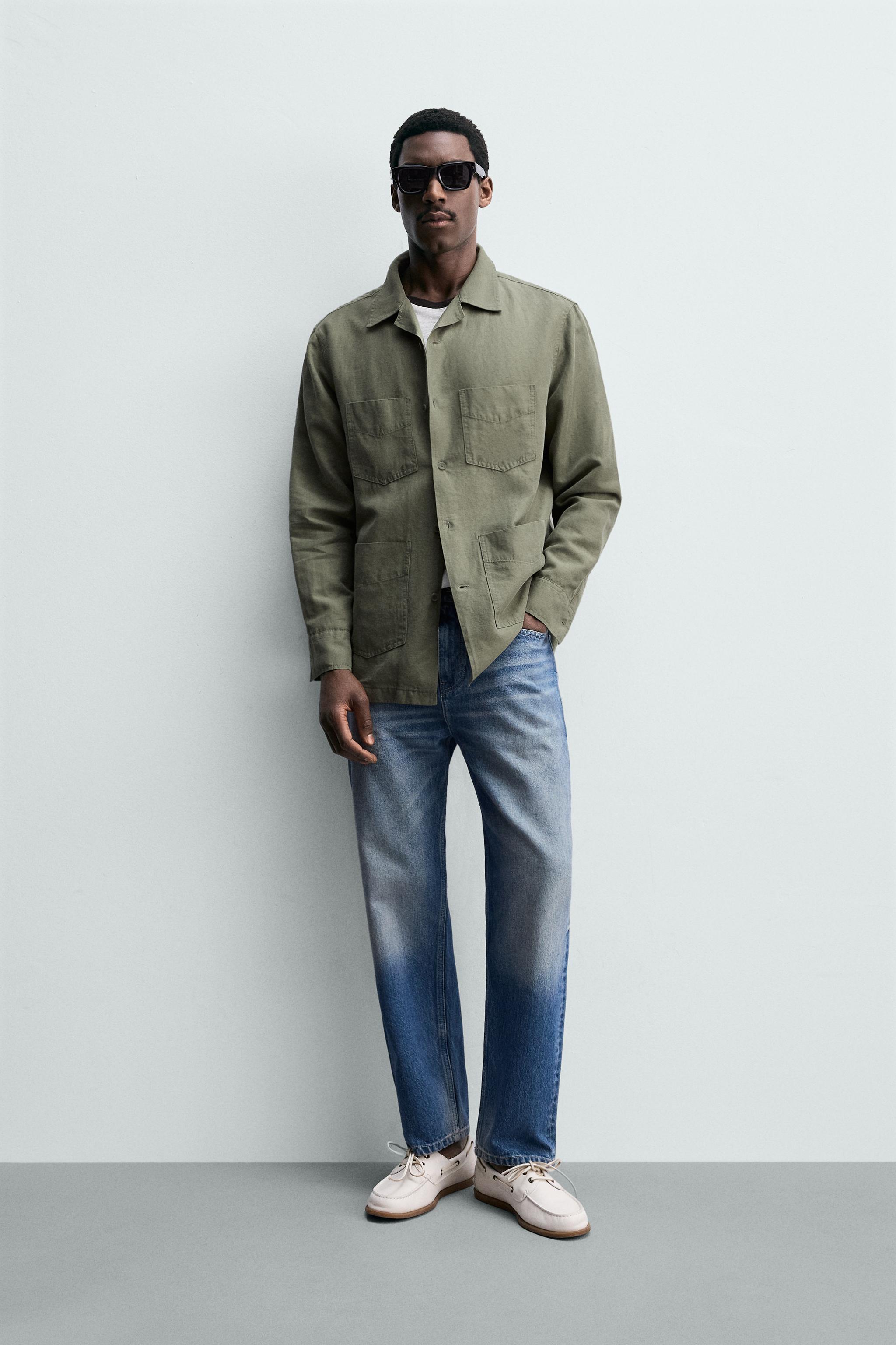RELAXED FIT OVERSHIRT WITH LINEN